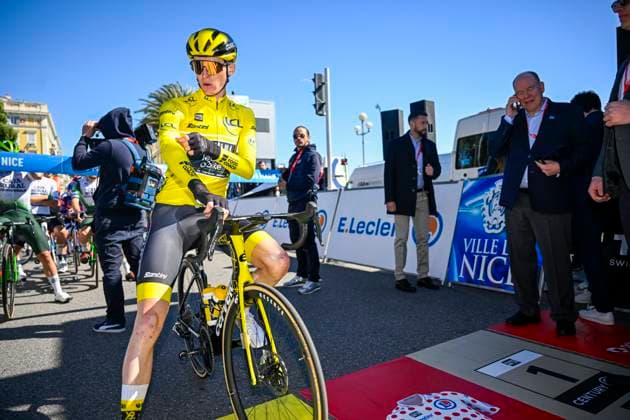 Paris - Nice 2025 - stage 8 NICE, FRANCE - MARCH 16 : Jorgenson Matteo (USA) of Team Visma Lease A Bike and Albert II, Prince of Monaco during stage 8 and final stage of the 83th edition of the Paris - Nice cycling race, a stage of 119,9km with start and finish in Nice on March 16, 2025 in Nice, France, 16 03 2025 ( Motordriver Kenny Verfaillie - Nice France  Copyright: xNicoxVereeckenx
