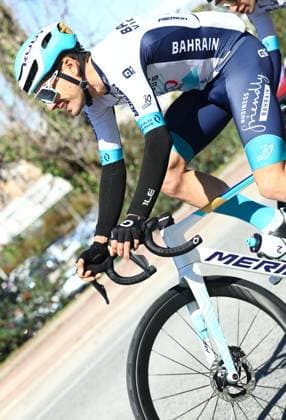 Italian Edoardo Zambanini of Bahrain Victorious pictured in action during stage eight of the 83th edition of the Paris-Nice cycling race, 119,9 km from Nice to Nice, France, Sunday 16 March 2025. DAVIDxPINTENS  x115089506x