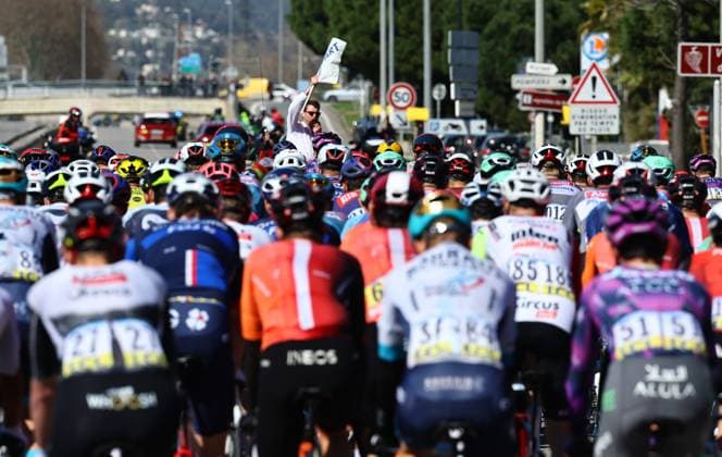 The start of stage eight of the 83th edition of the Paris-Nice cycling race, 119,9 km from Nice to Nice, France, Sunday 16 March 2025. DAVIDxPINTENS  x115089594x