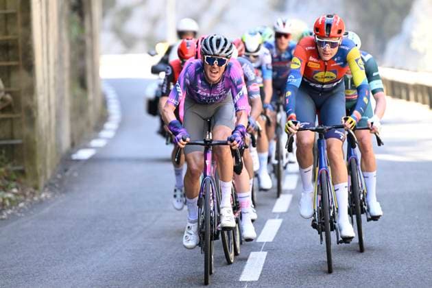 Paris - Nice 2025 - stage 8 NICE, FRANCE - MARCH 16 : O Brien Kelland (AUS) of Team Jayco Alula and Hoole Daan (NED) of Lidl - Trek leading the escape pack during stage 8 and final stage of the 83th edition of the Paris - Nice cycling race, a stage of 119,9km with start and finish in Nice on March 16, 2025 in Nice, France, 16 03 2025 ( Motordriver Kenny Verfaillie - Nice France  Copyright: xNicoxVereeckenx