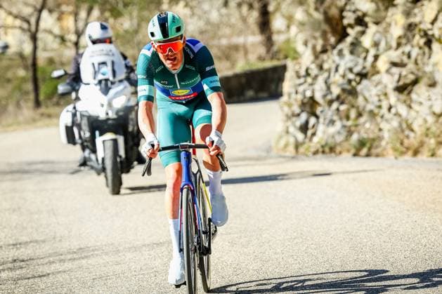 Danish Mads Pedersen of Lidl-Trek pictured in action during stage eight of the 83th edition of the Paris-Nice cycling race, 119,9 km from Nice to Nice, France, Sunday 16 March 2025. DAVIDxPINTENS  x115096791x