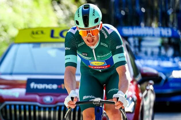 Danish Mads Pedersen of Lidl-Trek pictured in action during stage eight of the 83th edition of the Paris-Nice cycling race, 119,9 km from Nice to Nice, France, Sunday 16 March 2025. DAVIDxPINTENS  x115099427x