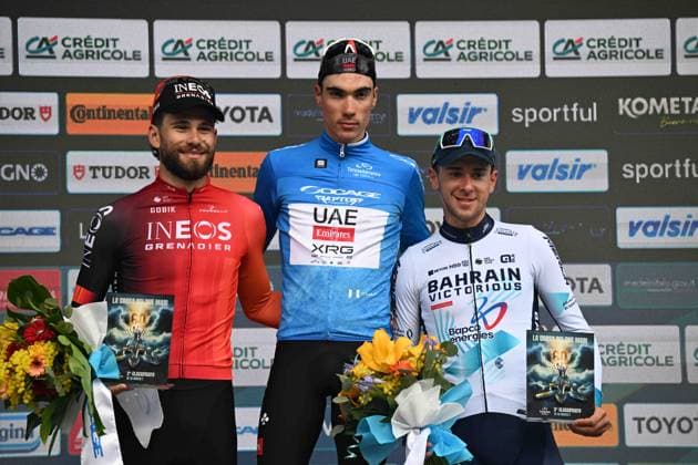 16-03-2025 Tirreno - Adriatico; Tappa 07 Porto Potenza Picena - San Benedetto Del Tronto; 2025, Uae Team Emirates - Xrg; 2025, Ineos Grenadiers; 2025, Bahrain - Victorious; Ayuso Pesquera, Juan; Ganna, Filippo; Tiberi, Antonio; San Benedetto Del Tronto; 