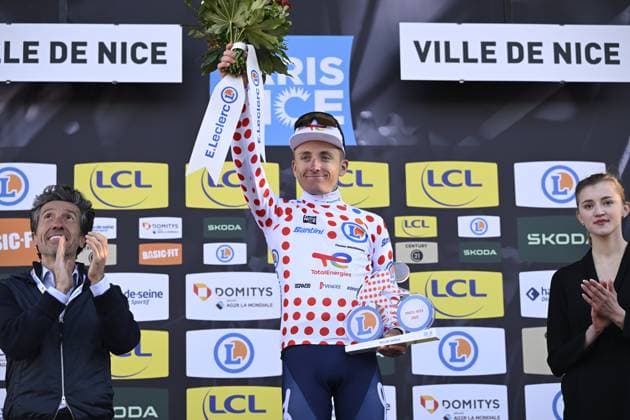 Paris - Nice 2025 - stage 8 NICE, FRANCE - MARCH 16 : Gachignard Thomas (FRA) of Team Totalenergies on the podium during stage 8 and final stage of the 83th edition of the Paris - Nice cycling race, a stage of 119,9km with start and finish in Nice on March 16, 2025 in Nice, France, 16 03 2025 ( Motordriver Kenny Verfaillie - Nice France  Copyright: xNicoxVereeckenx