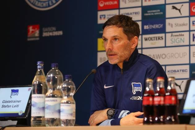 16.03.2025, xtgx, Fussball 2. Bundesliga, Eintracht Braunschweig - Hertha BSC Berlin emspor, v.l. Stefan Leitl (Hertha, Trainer) (DFL DFB REGULATIONS PROHIBIT ANY USE OF PHOTOGRAPHS as IMAGE SEQUENCES and or QUASI-VIDEO) Braunschweig