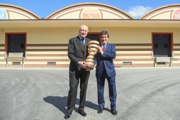 Urbano Cairo e Flavio Repetto rinnovano la partnership tra Novi e Giro d& x2019;Italia, presso gli stabilimenti Novi - Novi Ligure, Luned& xec; 17 Marzo 2025 (Foto Claudio Furlan Lapresse) Urbano Cairo and Flavio Repetto renew the partnership between Novi and Giro d Italia, at the Novi - Novi Ligure facilities, Monday, March 17, 2025 (Photo Claudio Furlan Lapresse)  Copyright: xClaudioxFurlan LaPressex