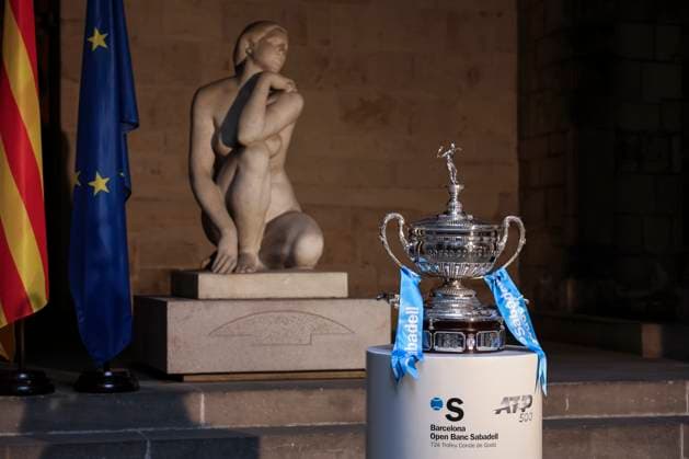 March 17, 2025, Barcelona, Barcelona, SPAIN: View of the trophy during the presentation of the ATP, Tennis Herren 500 Barcelona Open Banc Sabadell - 72nd Conde de Godo Trophy to be held April 12-20 at the Real Club de Tenis Barcelona-1899, at the Salo de Cent de l Ajuntament de Barcelona on March 17, 2025, in Barcelona, Spain. Barcelona SPAIN - ZUMAa181 20250317_zaa_a181_047 Copyright: xJavierxBorregox