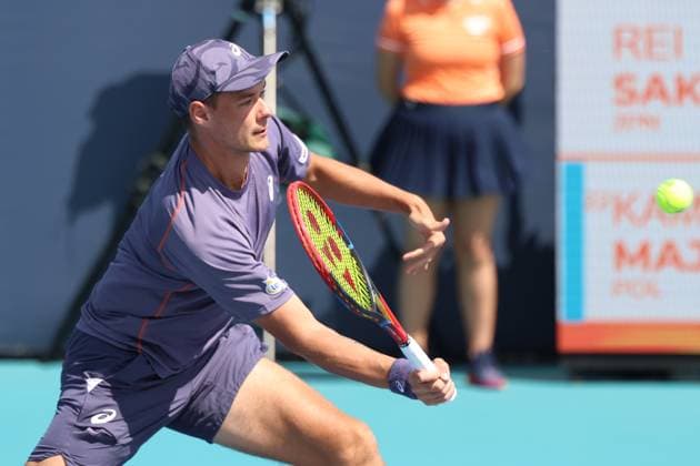 Miami Open 2025 - qualifications Kamil Majchrzak during qualifying match of Miami Open 2025 in Miami USA on 18 March 2025. Miami USA  Copyright: xFotoxOlimpikx originalFilename:jastrzebowski-miamiope250318_nplFG.jpg
