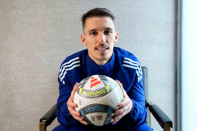 March 18, 2025, Las Rozas, Madrid, SPAIN: Alejandro Grimaldo poses for portrait after an interview for Europa Press during the call of Spain Team at Ciudad del Futbol on March 18, 2025, in Las Rozas, Madrid, Spain. Las Rozas SPAIN - ZUMAa181 20250318_zaa_a181_012 Copyright: xOscarxJ.xBarrosox