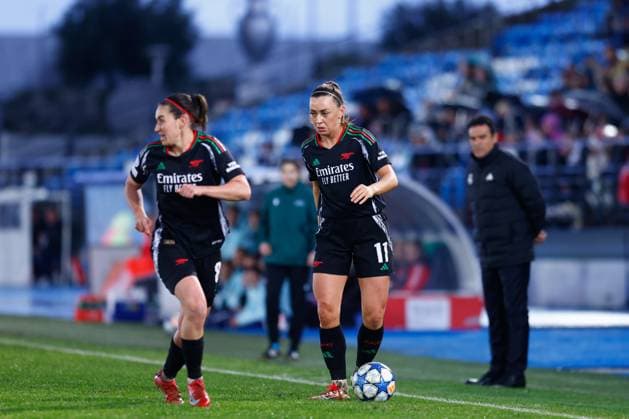 March 18, 2025, Valdebebas, Madrid, SPAIN: Katie McCabe of Arsenal FC in action during the UEFA WomenÃ¢â‚¬â ¢s Champions League Quarter Final first leg, football match played between Real Madrid CF and Arsenal FC at Alfredo Di Stefano stadium on March 18, 2025, in Valdebebas, Madrid, Spain. Valdebebas SPAIN - ZUMAa181 20250318_zaa_a181_041 Copyright: xDennisxAgyemanx