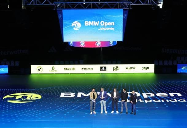 18.03.2025, ATP, Tennis Herren BMW Open Praesentation, Tennis, im Bild: Christian Ach, Patrik Kuehnen, Fabian Tross und Christian Okon bei der BMW Open 2025