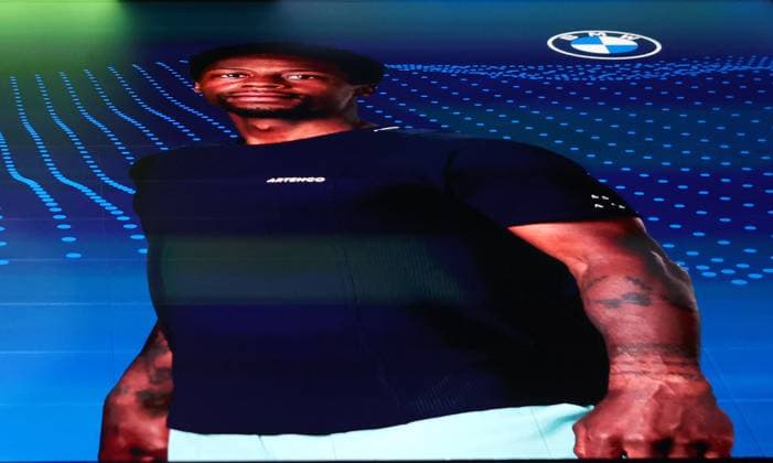 18.03.2025, ATP, Tennis Herren BMW Open Praesentation, Tennis, im Bild: Christian Ach, Patrick Kuehnen, Fabian Tross und Christian Okon, Praesentieren die Spielerfeld, hier Gael Monfils (FRA)
