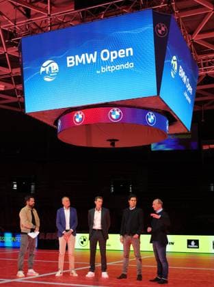 18.03.2025, ATP, Tennis Herren BMW Open Praesentation, Tennis, im Bild: Christian Ach, Patrick Kuehnen, Fabian Tross und Christian Okon bei der BMW Open Praesentation