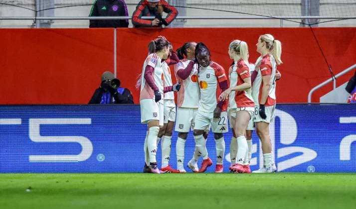 GER, München, FC Bayern München vs Olympique Lyon, Women s Champions League, Fussball, UEFA, Spielzeit 2024 2025, FC Bayern Campus, Viertelfinale, im Bild: Melchie Dumornay (Olympique Lyon 6) erzielt das 2:0 für Olympique Lyon gegen Bayern München DFB DFL REGULATIONS PROHIBIT ANY USE OF PHOTOGRAPHS AS IMAGE SEQUENCES AND OR QUASI-VIDEO, 18.03.2024, Copyright: HMBxMedia HendrikxHamelau
