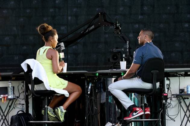 March 18, 2025, Miami Gardens, Florida, United States Of America: MIAMI GARDENS, FLORIDA - MARCH 18: is Naomi Osaka is seen on the warm up field on Day 1 of the Miami Open at Hard Rock Stadium on March 18, 2025 in Miami Gardens, Florida. ...People: Naomi Osaka Miami Open 2025 - Day 1  - ZUMAs214 20250318_ada_s214_040 Copyright: xSMGx
