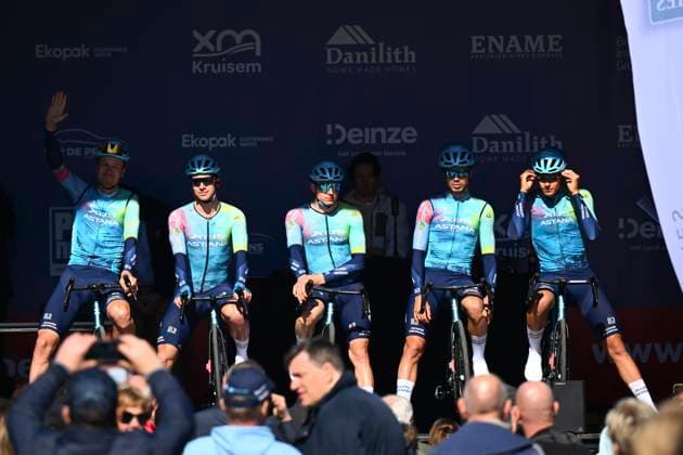 Danilith Nokere Koerse 2025 cycling race NOKERE, BELGIUM - MARCH 19 : team XDS Astana during the Men Elite UCI 1.Pro 78th Danilith Nokere Koerse cycling race with start in Deinze and finish in Nokere (188,2 km) on March 19, 2025 in Nokere, Belgium, 19 03 2025 ( Motordriver Rodrique Verfaillie & Nokere Belgium  Copyright: xTomasxSiskx