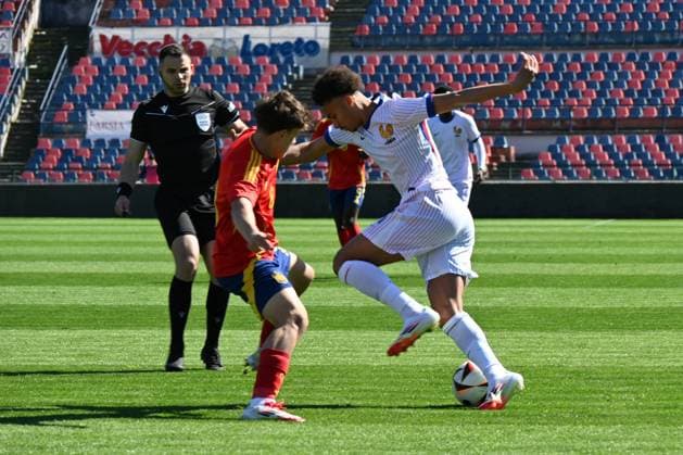 match action during UEFA U19 European Championship, EM, Europameisterschaft Elite Round - France vs Spain, UEFA European Football Championship in Cosenza, Italy, March 19 2025  Copyright: xPasqualexGolia IPAxSportx xipa-agency.netx xx IPA_55512974 IPA_Agency_IPA55512974