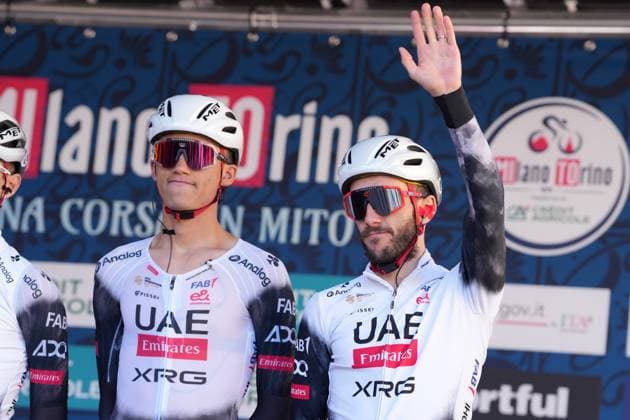 Del Toro Romero Isaac Uae Team Emirates Xrg and Yates Adam Richard Of Uae Team Emirates Xrgduring the men s elite race of the Milano-Torino one day cycling race (174km) from Rho to Torino (Superga) - North West Italy- Wednesday, March 19, 2025. - cycling .  Copyright: xGianxMattiaxD Alberto LaPressex