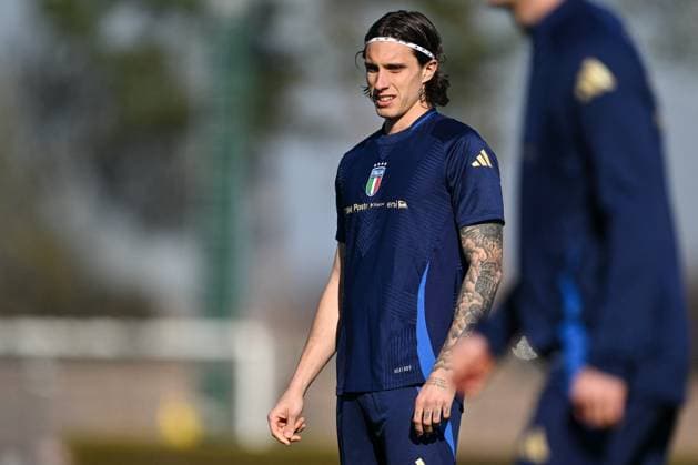 CALCIO - UEFA Nations League - Team Italy - Training Riccardo Calafiori of Italy in action during a Italy training session at BPER Training Centre at BPER Training Centre Appiano Gentile on March 19, 2025 in Como, Italy Milan Italy  Copyright: xIPAxSport ABACAx