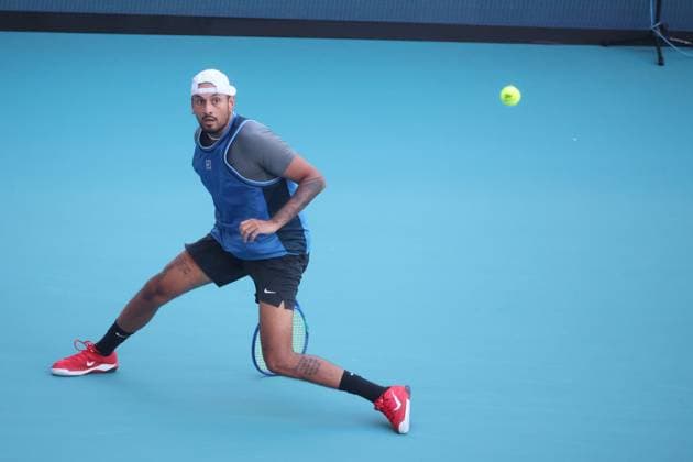 March 19, 2025, Miami Gardens, Florida, United States Of America: MIAMI GARDENS, FLORIDA - MARCH 19: Nick Kyrgios of Australia defeats Mackenzie McDonald of the USA on Day 2 of the Miami Open at Hard Rock Stadium on March 19, 2025 in Miami Gardens, Florida...People: Nick Kyrgios Miami Gardens United States Of America - ZUMAs214 20250319_ada_s214_130 Copyright: xSMGx
