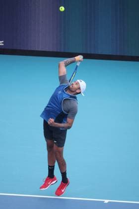 March 19, 2025, Miami Gardens, Florida, United States Of America: MIAMI GARDENS, FLORIDA - MARCH 19: Nick Kyrgios of Australia defeats Mackenzie McDonald of the USA on Day 2 of the Miami Open at Hard Rock Stadium on March 19, 2025 in Miami Gardens, Florida...People: Nick Kyrgios Miami Gardens United States Of America - ZUMAs214 20250319_ada_s214_131 Copyright: xSMGx