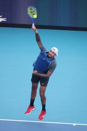 March 19, 2025, Miami Gardens, Florida, United States Of America: MIAMI GARDENS, FLORIDA - MARCH 19: Nick Kyrgios of Australia defeats Mackenzie McDonald of the USA on Day 2 of the Miami Open at Hard Rock Stadium on March 19, 2025 in Miami Gardens, Florida...People: Nick Kyrgios Miami Gardens United States Of America - ZUMAs214 20250319_ada_s214_167 Copyright: xSMGx