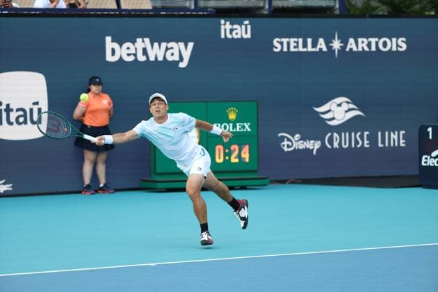 March 19, 2025, Miami Gardens, Florida, United States Of America: MIAMI GARDENS, FLORIDA - MARCH 19: Nick Kyrgios of Australia defeats Mackenzie McDonald of the United States in the first round of the men s singles in the Miami Open at the Hard Rock Stadium on March 19, 2025 in Miami Gardens, Florida. ...People: Mackenzie McDonald Miami Open 2025 - Day 2 - Gael Monfils made history on Wednesday at the Miami Open presented by Itau, where he became the second-oldest man to win a match at the ATP, Tennis Herren Masters 1000 event after Jimmy Connors.  - ZUMAs214 20250319_ada_s214_211 Copyright: xSMGx
