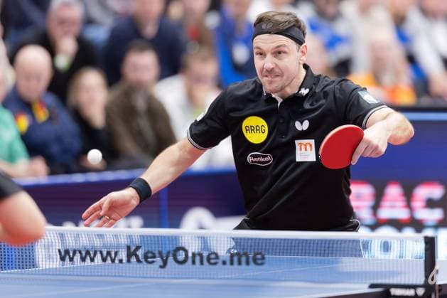 Sport Themen der Woche KW12 TTC OE Bad Homburg 1987 Borussia Düsseldorf, TT-Bundesliga Timo Boll (Borussia Düsseldorf). Tischtennis-Bundesligaspiel zwischen dem TTC OE Bad Homburg und Borussia Düsseldorf am 19. März 2025 in der Wingertsporthalle in Bad Homburg., Bad Homburg Hessen Deutschland Wingertsporthalle *** TTC OE Bad Homburg 1987 Borussia Düsseldorf, TT Bundesliga Timo Boll Borussia Düsseldorf Table Tennis Bundesliga match between TTC OE Bad Homburg and Borussia Düsseldorf on March 19, 2025 at the Wingertsporthalle in Bad Homburg , Bad Homburg Hessen Germany Wingertsporthalle