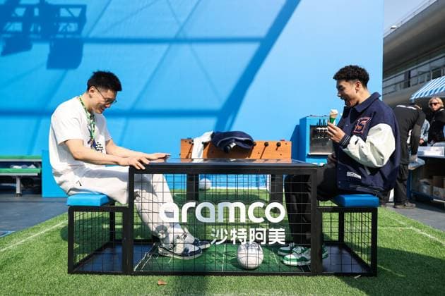 F1 Grand Prix Of China - Previews In Shanghai, China, on March 20, 2025, Li Hongquan (left) and Li Tianrong of China and the Shanghai Juss Sharks Basketball team appear at the ARAMCO event during the preview ahead of the F1 Grand Prix of China at Shanghai International Circuit. Shanghai Shanghai China  Copyright: xPaddockerx originalFilename:paddocker-f1grandp250320_npLr4.jpg