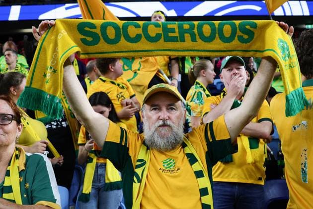 Australian fans celebrate 5-1 victory over Indonesia during the FIFA World Cup, WM, Weltmeisterschaft, Fussball Qualifier 2026 AFC Asian Group B match between Australia and Indonesia at Sydney Football Stadium, Sydney, Australia on 20 March 2025. Copyright: xPeterxDovganx 42630065