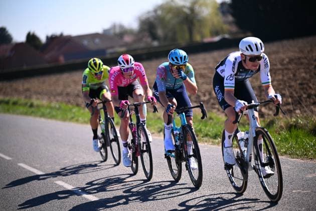 Grand Prix de Denain - Porte du Hainaut 2025 cycling race DENAIN, FRANCE - MARCH 20 : Townsend Rory (IRL) of Q36.5 Pro Cycling Team leading the escape pack, Gazzoli Michele (ITA) of XDS Astana Team, Bezza Quentin (FRA) of Wagner Bazin WB, Avoine Kevin (FRA) of Van Rysel Roubaix during the Men Elite UCI 1.Pro 66th Grand Prix de Denain - Porte du Hainaut cycling race with start in Denain and finish in Denain (204,4 km) on March 20, 2025 in Denain, France, 20 03 2025 ( Motordriver Stephan Boone & Denain France  Copyright: xTomasxSiskx