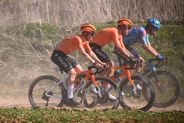 Grand Prix de Denain - Porte du Hainaut 2025 cycling race DENAIN, FRANCE - MARCH 20 : Lopez De Abetxuko Andoni (ESP) of Euskaltel - Euskadi, Bonillo Iker (ESP) of Euskaltel - Euskadi in action during the Men Elite UCI 1.Pro 66th Grand Prix de Denain - Porte du Hainaut cycling race with start in Denain and finish in Denain (204,4 km) on March 20, 2025 in Denain, France, 20 03 2025 ( Motordriver Stephan Boone & Denain France  Copyright: xTomasxSiskx