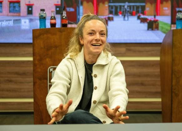 Fußball, Frauen, Saison 2024 2025, 2. Frauen-Bundesliga, Medienrunde mit Lisa Heiseler (1. Frauen 1. FC Union), 20.03. 2025, Copyright: xMatthiasxKochx
