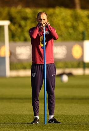 Sport Themen der Woche KW12 Sport Bilder des Tages England head coach Thomas Tuchel during the England training session at Tottenham Hotspur Training Ground, Enfield. Picture date: 20th March 2025. Picture credit should read: David Klein Sportimage EDITORIAL USE ONLY. No use with unauthorised audio, video, data, fixture lists, club league logos or live services. Online in-match use limited to 120 images, no video emulation. No use in betting, games or single club league player publications. SPI_005_DK_England_Training SPI-3759-0005