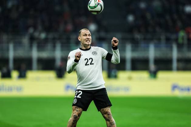 Fussball, UEFA Nations League Saison 2024 2025 Viertelfinale, Hinspiel Italien - Deutschland 20.03.2025, Stadio Guiseppe Meazza San Siro David Raum (Deutschland, 22) Mailand Stadio Guiseppe Meazza San Siro Italien