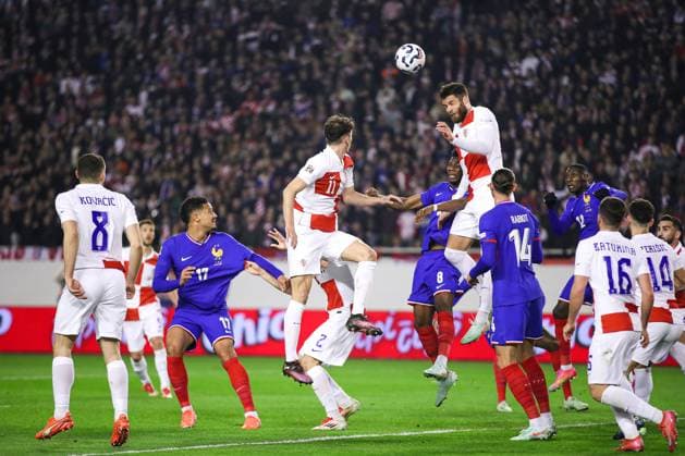 Croatia v France - UEFA Nations League Quarterfinal Leg One SPLIT, CROATIA - MARCH 20: Duje Caleta Car of Croatia in action during the UEFA Nations League quarterfinal leg one match between Croatia and France at Stadion Poljud on March 20, 2025 in Split, Croatia.  IgorxKralj PIXSELL