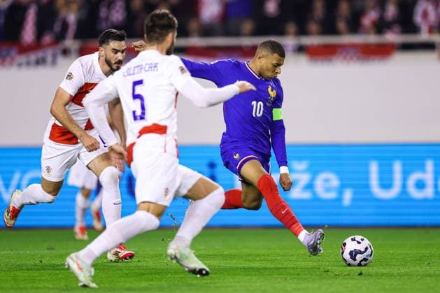 Croatia v France - UEFA Nations League Quarterfinal Leg One SPLIT, CROATIA - MARCH 20: Kylian Mbappe of France in action during the UEFA Nations League quarterfinal leg one match between Croatia and France at Stadion Poljud on March 20, 2025 in Split, Croatia.  IgorxKralj PIXSELL