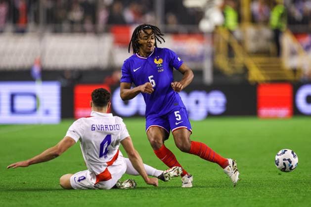 Croatia v France - UEFA Nations League Quarterfinal Leg One SPLIT, CROATIA - MARCH 20: Jules Kounde of France during the UEFA Nations League quarterfinal leg one match between Croatia and France at Stadion Poljud on March 20, 2025 in Split, Croatia.  IgorxKralj PIXSELL