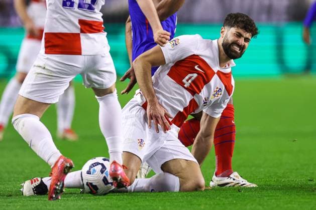 Croatia v France - UEFA Nations League Quarterfinal Leg One SPLIT, CROATIA - MARCH 20: Josko Gvardiol of Croatia reacts during the UEFA Nations League quarterfinal leg one match between Croatia and France at Stadion Poljud on March 20, 2025 in Split, Croatia.  IgorxKralj PIXSELL