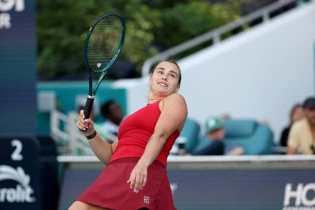 Sport Bilder des Tages March 20, 2025, Miami Gardens, Florida, United States Of America: MIAMI GARDENS, FLORIDA - MARCH 20: Aryna Sabalenka of Russia defeats Viktoriya Tomova of Bulgaria in the second round on Day 3 of the Miami Open at Hard Rock Stadium on March 20, 2025 in Miami Gardens, ...People: Aryna Sabalenka Miami Open 2025 - Day 3  - ZUMAs214 20250320_ada_s214_002 Copyright: xSMGx