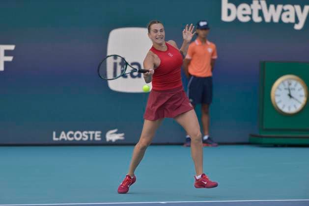 MIAMI GARDENS, FLORIDA - MARCH 20: Aryna Sabalenka vs Viktoriya Tomova (BUL) during the 2025 Miami Open Day5 presented by Itaú at Hard Rock Stadium on March 20, 2025 in Miami Gardens, Florida. Copyright: xmpi10x