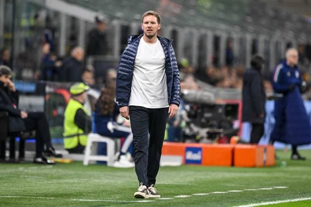 Trainer Julian Nagelsmann (Germany) Looks on during the UEFA Nations League quarterfinal leg one match between Italy and Germany at Stadio San Siro on March 20, 2025 in Milan, Italy. (Photo by Harry Langer DeFodi Images)