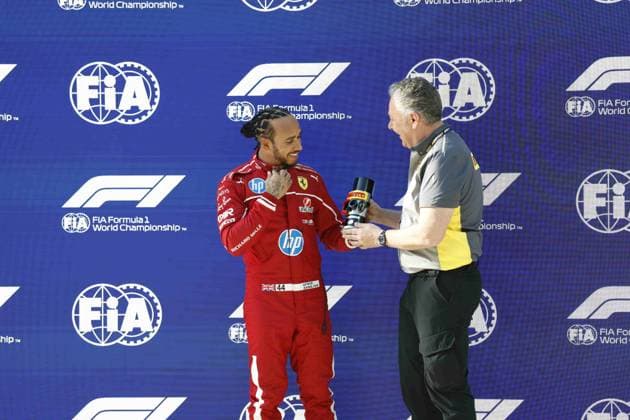F1 - CHINESE GRAND PRIX 2025 HAMILTON Lewis (gbr), Scuderia Ferrari SF-25, portrait, ISOLA Mario (ita), Motorsport Racing Manager of Pirelli, portrait sprint qualifying celebration during the Formula 1 Heineken Chinese Grand Prix 2025, 2nd round of the 2025 FIA Formula One World Championship, WM, Weltmeisterschaft from March 21 to 23, 2025 on the Shanghai International Circuit, in Shanghai, China - ShanghaiChina Copyright: xJavierxJimenezx