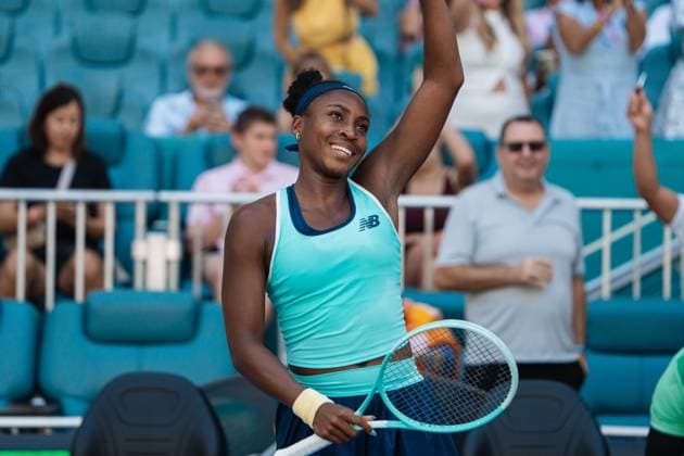 TENNIS : Open Miami 2025 - 21 03 2025 March 21, 2025 Coco Gauff from USA during the second round match against Sofia Kenin at the Miami Open.  Copyright: xJulienxNouetx