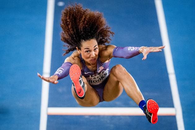 Sport Themen der Woche KW12 Sport Bilder des Tages US Taliyah Brooks pictured in action during the Long Jump event of the Women Pentathlon competition, at the the World Athletics Indoor Championships, in Nanjing, China, Friday 21 March 2025. The championships take place from 21 to 23 March. JASPERxJACOBS  x115366760x