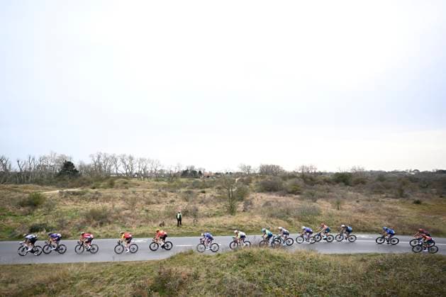 Bredene Koksijde Classic 2025 cycling race KOKSIJDE, BELGIUM - MARCH 21 : illustration picture riders of the head of the race during the Men Elite UCI 1.Pro 23rd Bredene Koksijde Classic cycling race with start in Bredene and finish in Koksijde (201 km) on March 21, 2025 in Koksijde, Belgium, 21 03 2025 ( Motordriver Stephan Boone & Koksijde Belgium  Copyright: xTomasxSiskx