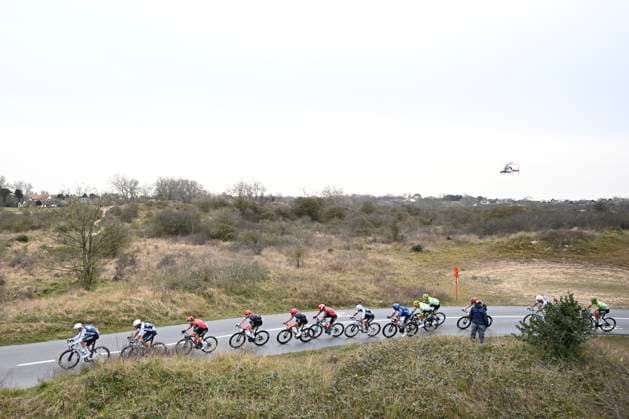 Bredene Koksijde Classic 2025 cycling race KOKSIJDE, BELGIUM - MARCH 21 : illustration picture of the riders during the Men Elite UCI 1.Pro 23rd Bredene Koksijde Classic cycling race with start in Bredene and finish in Koksijde (201 km) on March 21, 2025 in Koksijde, Belgium, 21 03 2025 ( Motordriver Stephan Boone & Koksijde Belgium  Copyright: xTomasxSiskx