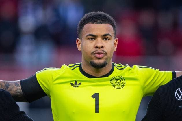 SLOVAKIA U21, U 21 - GERMANY U21 Noah Atubolu of Germany during the friendly international football match ahead of 2025 UEFA European Under-21 Championship between Slovakia U21 and Germany U21. Trnava, Slovakia, March 21, 2025. Photo by Branislav Racko Copyright: xx 080A3591