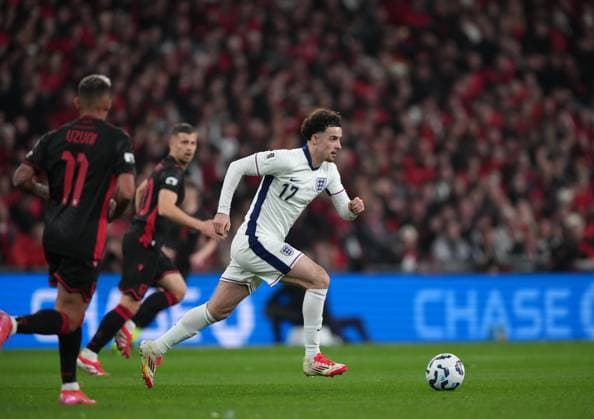 England v Albania, UEFA World Cup qualifiers - Group Stage - Group K, Football, Wembley Stadium, London, UK - 21 Mar 2025 Curtis Jones of England runs the ball. London Wembley Stadium London GBR, UK NEWSPAPERS OUT Copyright: xSeanxRyanx