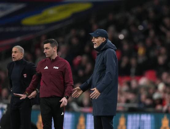 England v Albania, UEFA World Cup qualifiers - Group Stage - Group K, Football, Wembley Stadium, London, UK - 21 Mar 2025 Thomas Tuchel manager of England reacts to a missed opportunity. London Wembley Stadium London GBR, UK NEWSPAPERS OUT Copyright: xSeanxRyanx